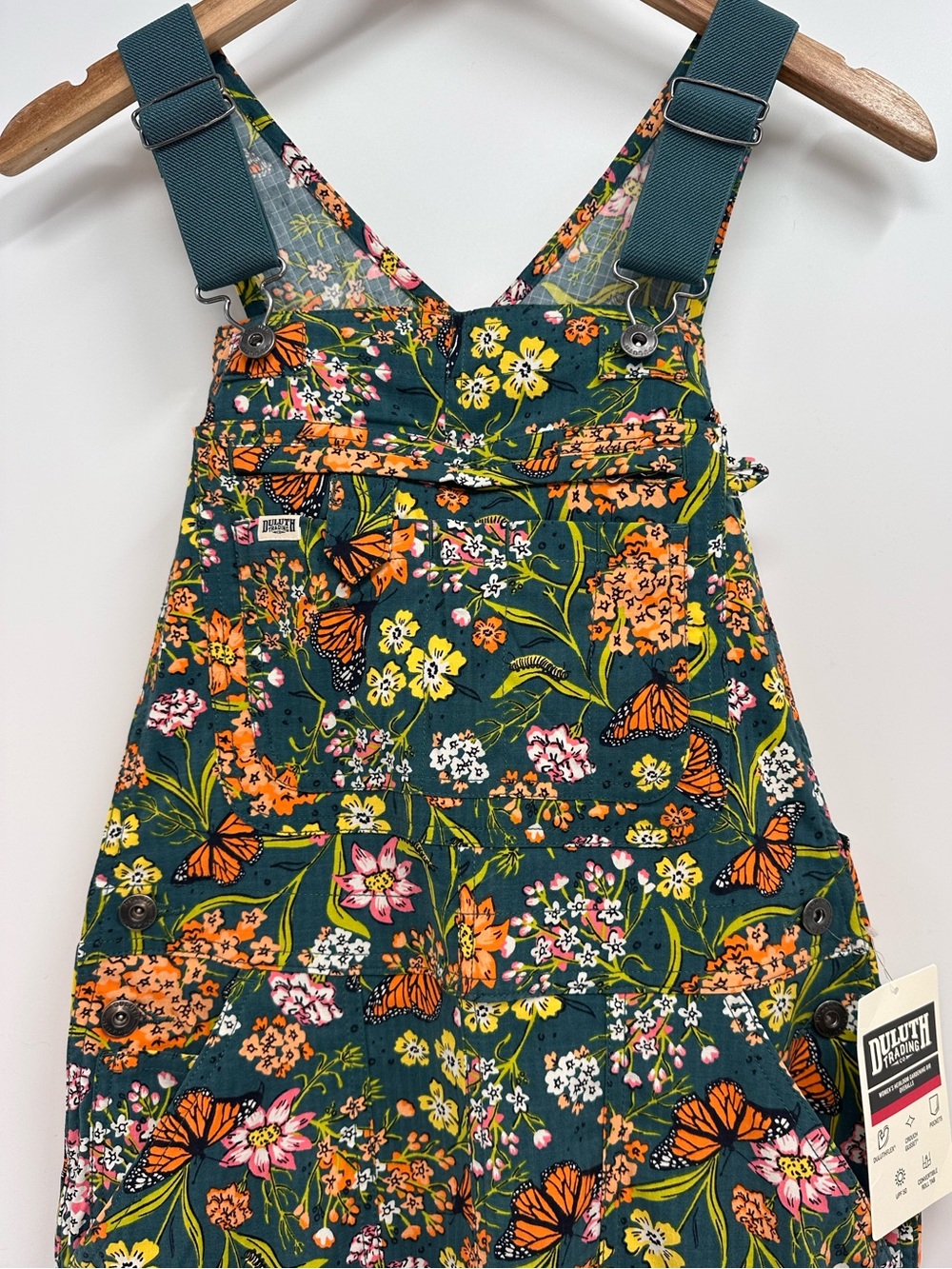 Women's Heirloom Gardening Bib Overalls Monarchs Milkweed XS - Picture 2 of 11